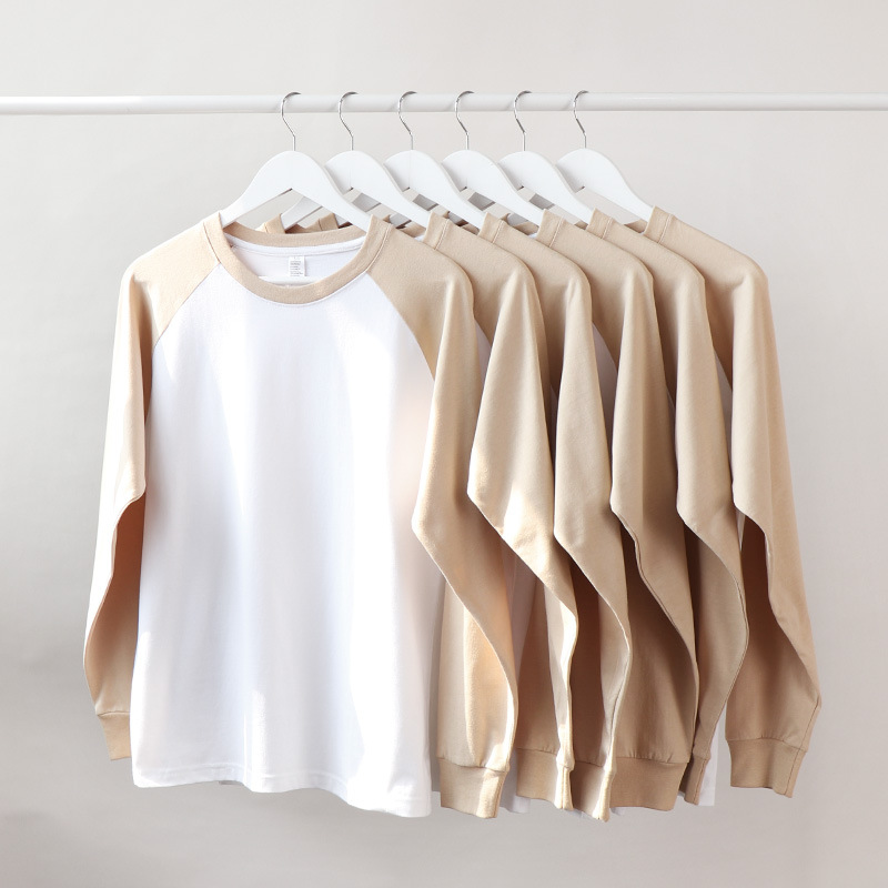 Raglan Sleeve Cotton Solid Color Long Sleeve T-Shirt